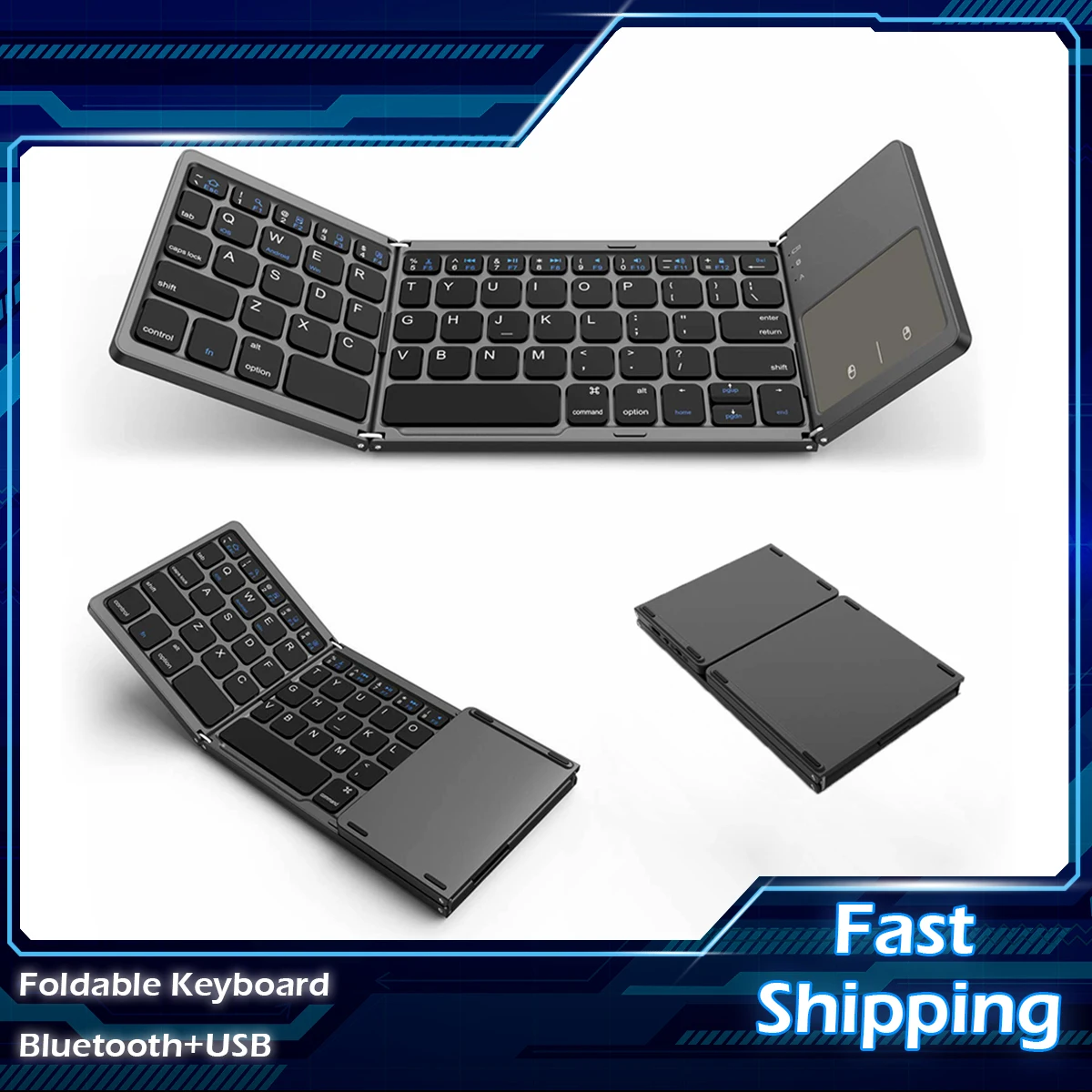 

Jelly Comb Foldable Bluetooth Keyboard Rechargable Portable Mini USB Wired Keyboard withTouchpad Mouse for Android PC Tablet
