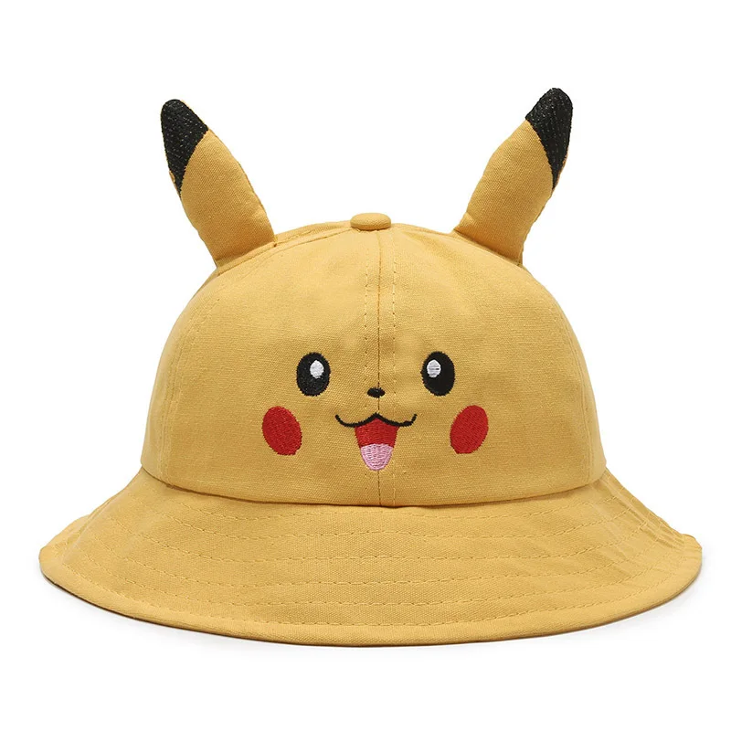 

Fisherman Hat for Adults and Children Pikachu Anime Hat Japanese and Korean Cute Personalized Embroidered Cartoon Hat ElfSun Hat