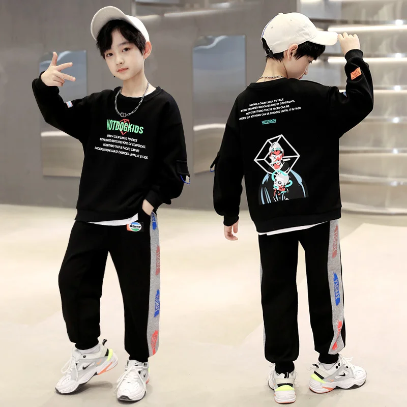 

Boys Sweatshirts + Trousers Cotton 2PCS/Set Kids Sport Suits 2023 Blue Winter Autumn High Quality Children Sets
