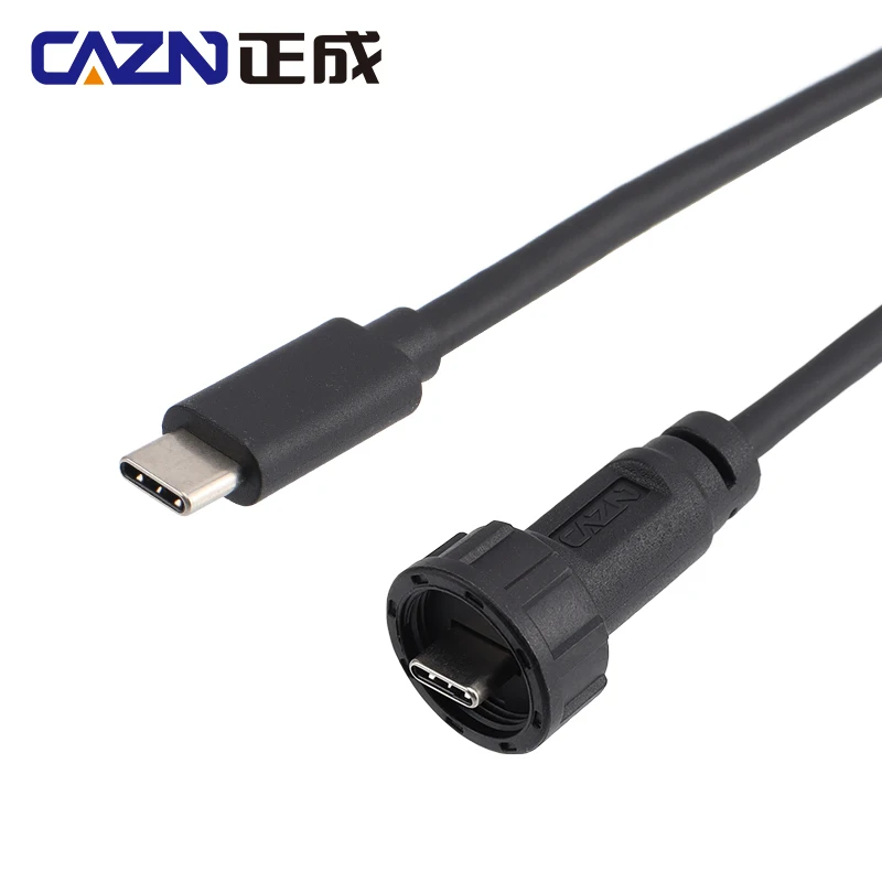 CAZN Водонепроницаемый кабель USB C Type-C «папа-папа» с перемычкой и резьбой байонетного типа 5,0G 10,0G (art.: 3920c3ea7789d) - 3920c3ea7789d