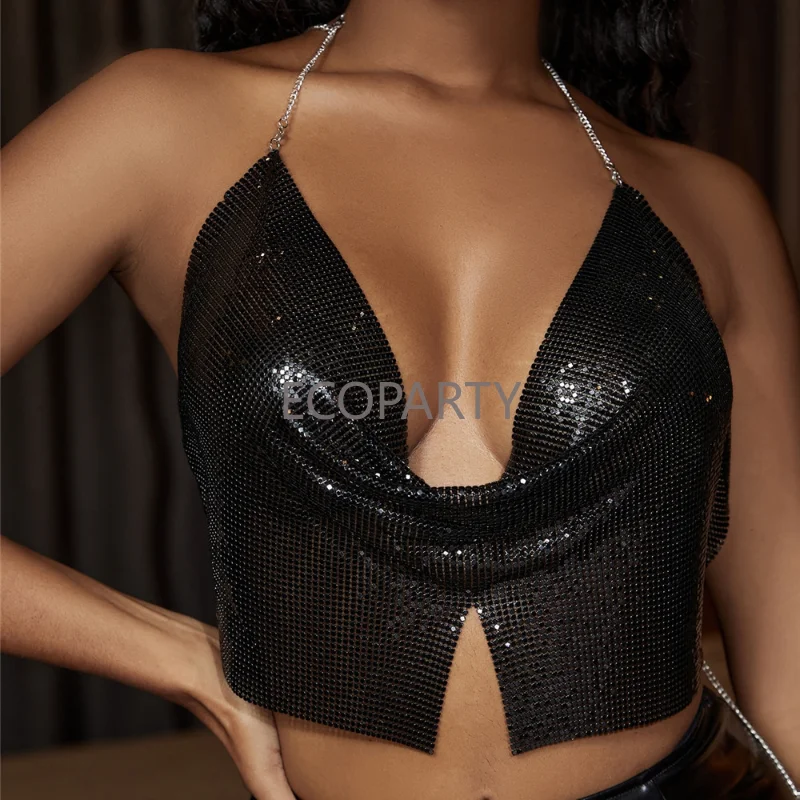 

Женский короткий топ на бретельках, Черный Повседневный облегающий топ с открытой спиной и V-образным вырезом, в готическом стиле, для ночного клуба