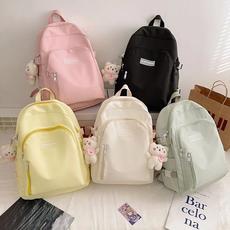 

Fashion Women Backpack Trendy Simple Nylon School Bag For Girls Waterproof Anti-theft Bookbags Large-capacity Travel Backpacks