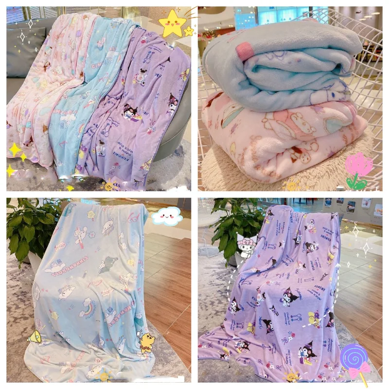 

Sanrios Kuromi Cinnamoroll аниме милое мультяшное плюшевое одеяло японское милое искусственное осенне-зимнее теплое мягкое одеяло