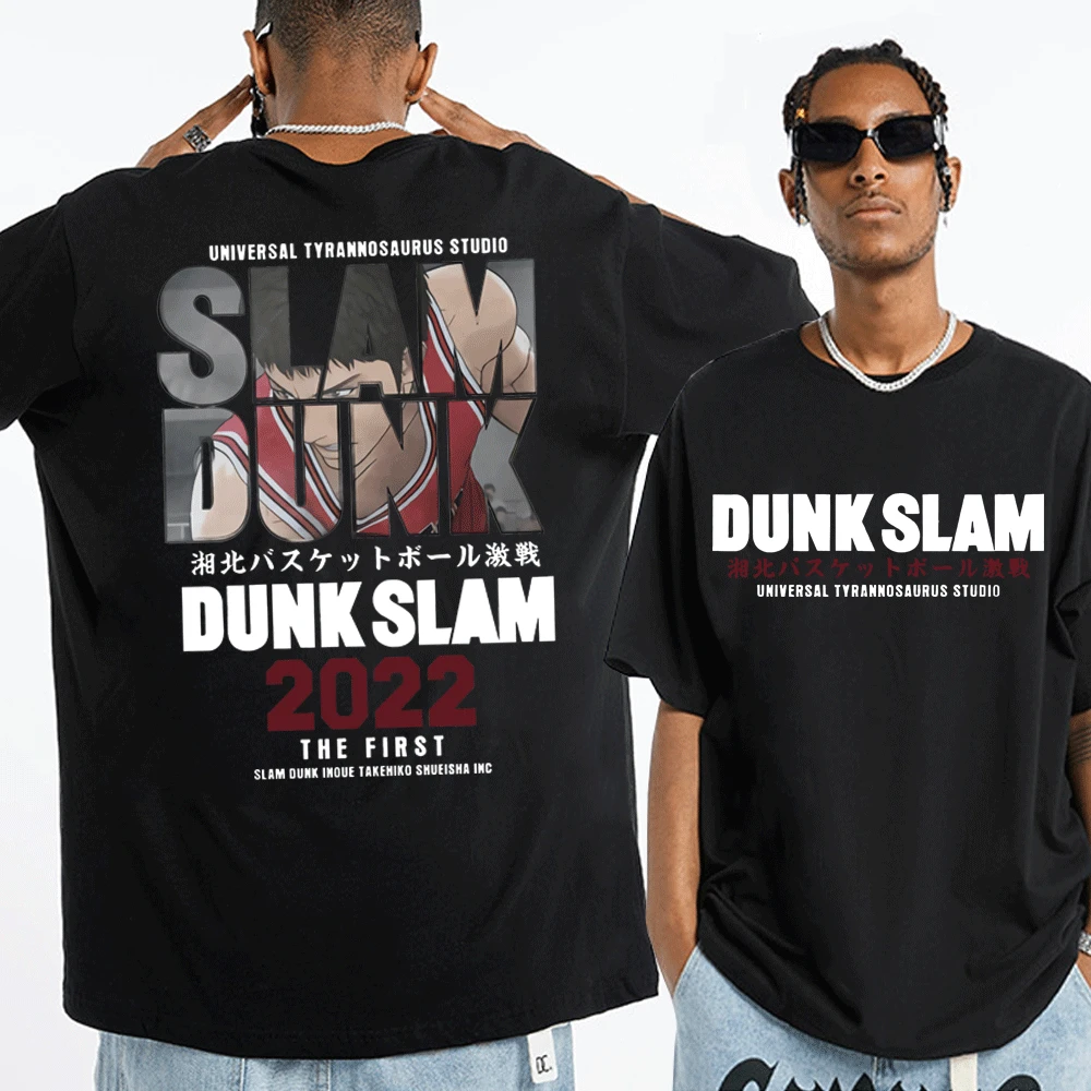

Футболка с аниме Slam Dunk для мужчин и женщин, модная тенниска из чистого хлопка в стиле Харадзюку, очень большие футболки с мультипликационным графическим принтом, мужские топы