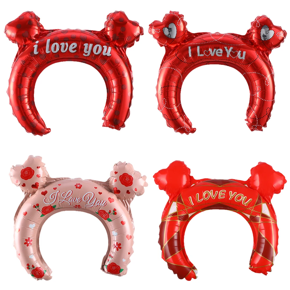 

5-20pcs Valentines Day Party Headband I Love You Red Foil Inflate Balloons Head Boppers Wedding Party Holiday Photography Props