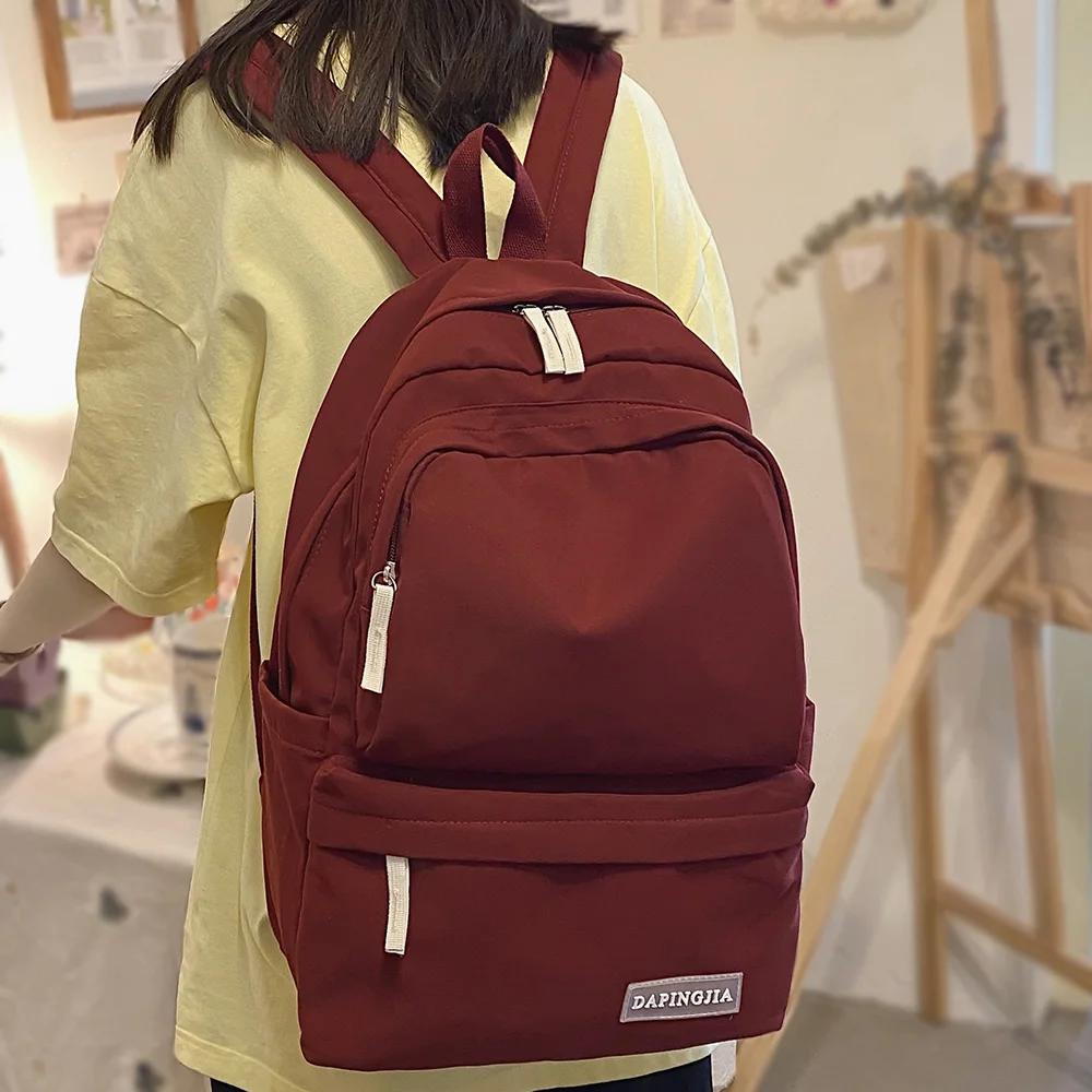 Trendy Lady School Bag Girl Kawaii Red College Backpack Female Cute Nylon Travel Fashion Student Bag Women Cool Laptop Backpacks