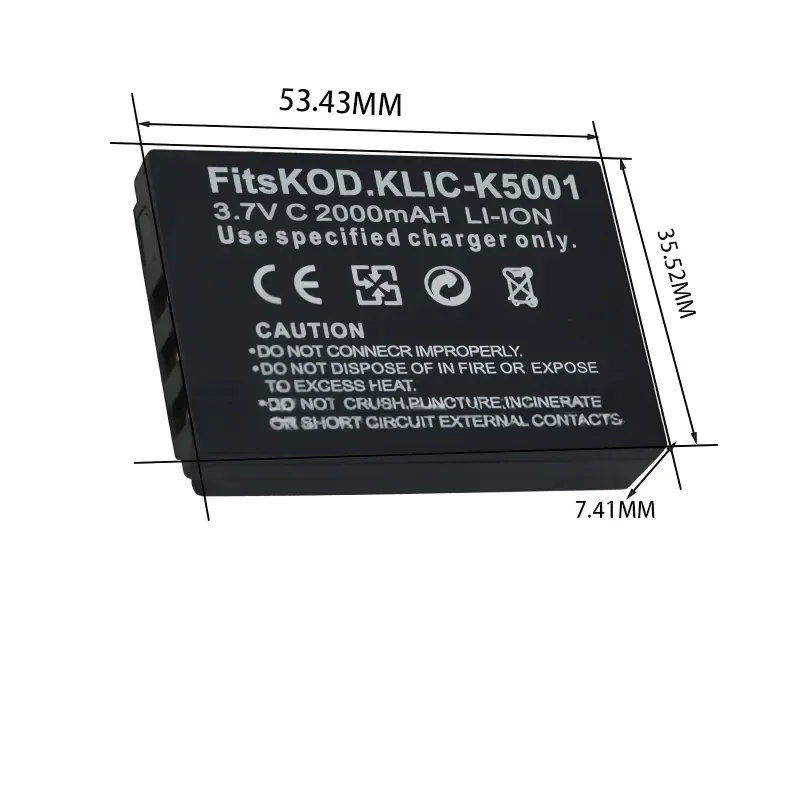 Фото Аккумулятор для камеры KLIC-5001 3.7V 2000mAh для Kodak DX6490 DX7590 DX7440 DX7630 Z730 Z760 P850 P880 P712 LS753 DX7530 Digital №3