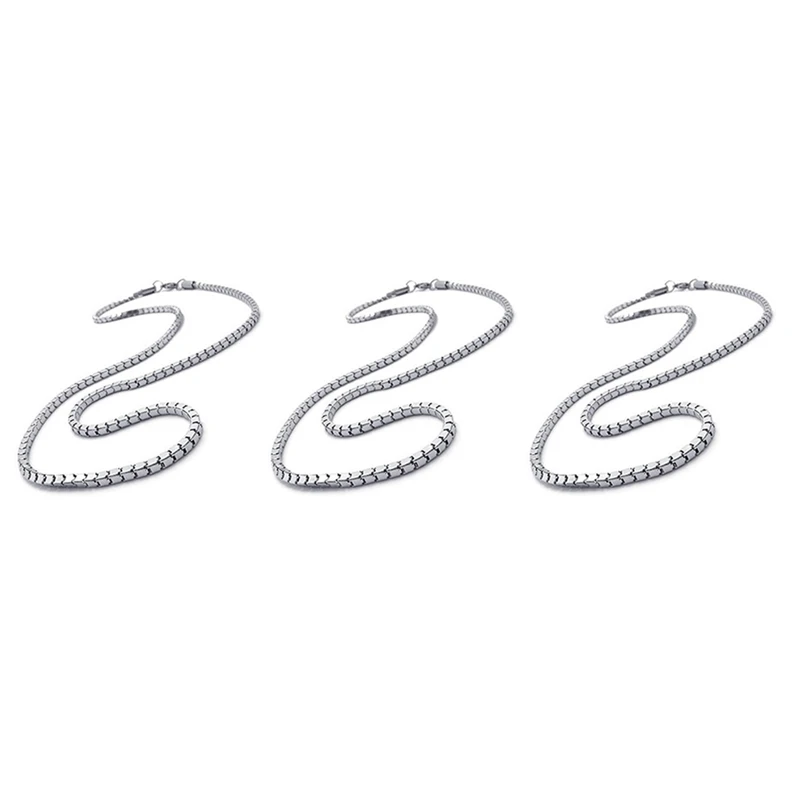 

3X Jewelery Men's Necklace, Stainless Steel Necklace, Silver Color, 3 Mm Wide, 55 Cm Long