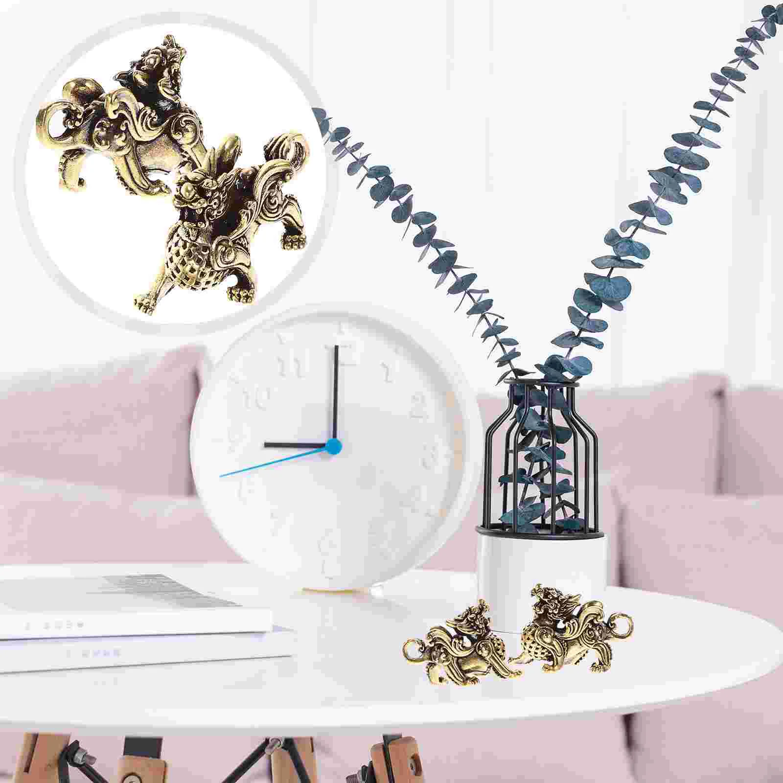 2 шт. Орнамент с единорогом кулон предметы интерьера винтажный Kylin латунь