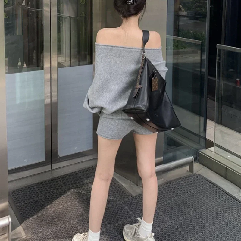 Женский трикотажный костюм из двух предметов повседневный свободный свитер без