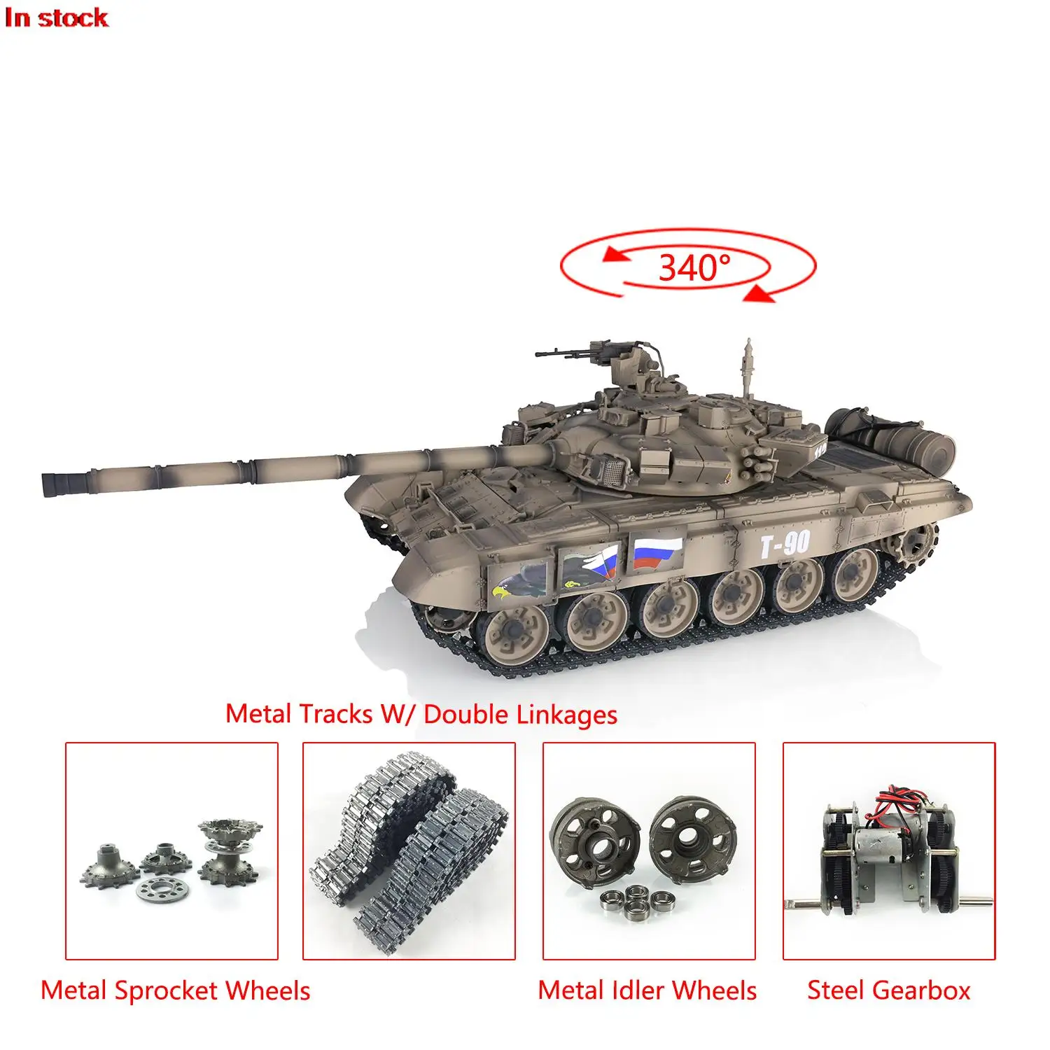 

HENG LONG 1/16 2,4 г желтый 7,0 Модернизированный русский T90 RTR Радиоуправляемый Танк 3938 металлические гусеницы редуктор подшипник Динамик игрушки ...
