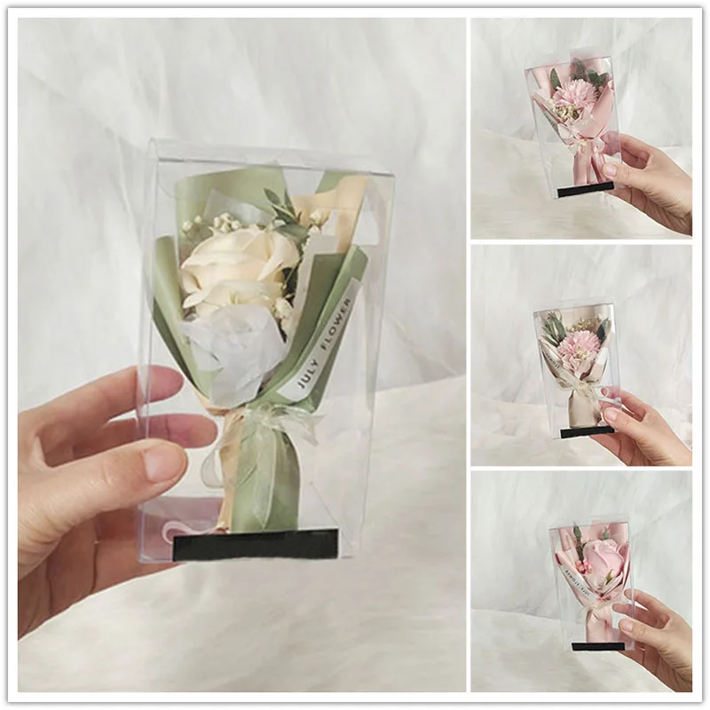 

Mini Bouquet Transparent Dried Flower Gift Box Birthday Wedding Festive Gifts PVC Mantian Star Erotica Flower Art Packing Box