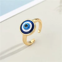 vintage lucky eye blue turkish evil eye open ring copper gold plated finger rings adjustable for women men fashion jewelry gift