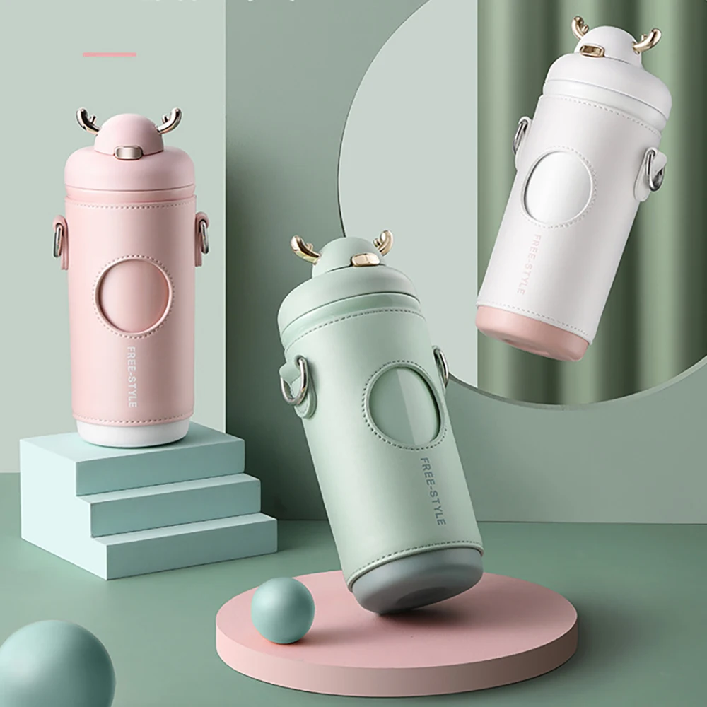 

Термос YCALLEY с рогами, 500 мл, Новая Мода 316, вакуумная фляжка из нержавеющей стали, бутылки для воды для путешествий, офиса, прогулок, вакуумный ...