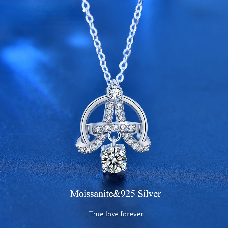

Fashion Moissanite Necklace In Sterling Silver Diamond Pendant Necklace In White Gold Women's Jewelry