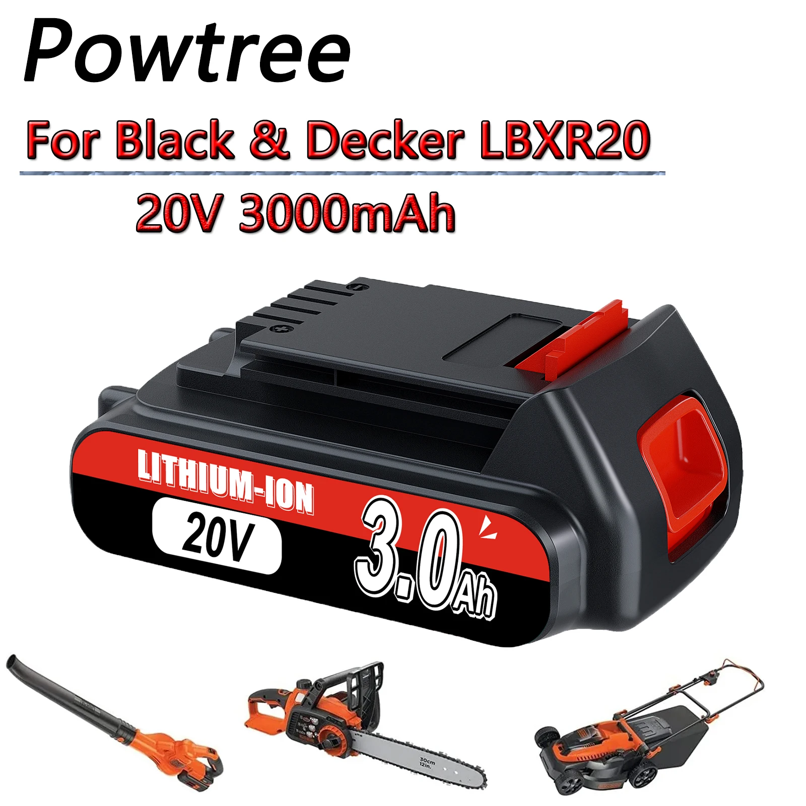 Сменный литий-ионный аккумулятор 20 в 3000 мАч для Black Decker LBXR20 LB20 LBX20 LBXR2020 LB2X4020-OPE, аккумуляторная батарея для электроинструментов