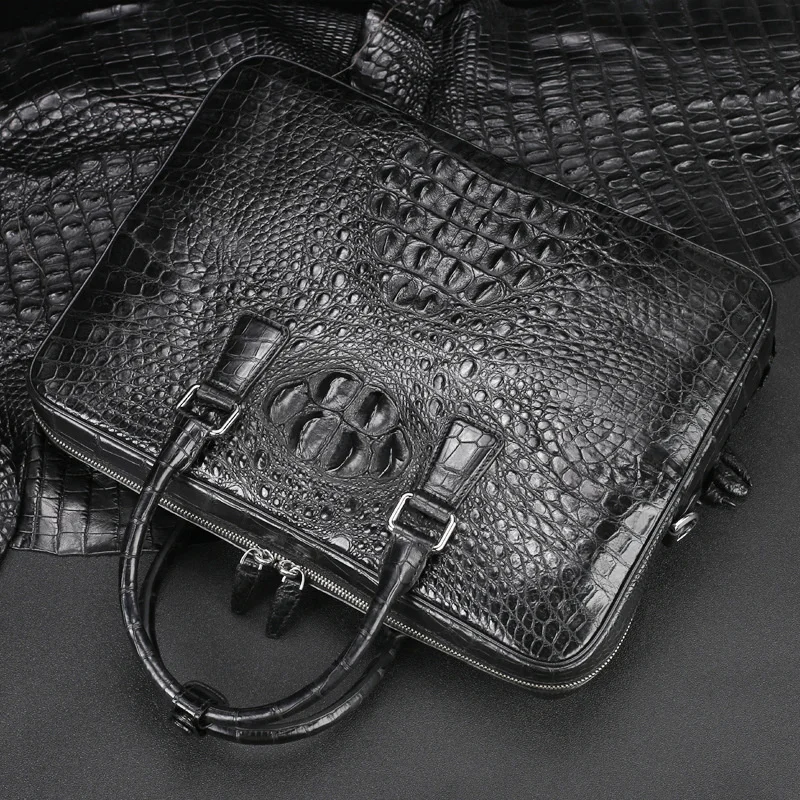 Genuine Leather Men's Business Briefcase Large Capacity Leisure One Shoulder Messenger Bag High Quality Zipper Computer Handbag