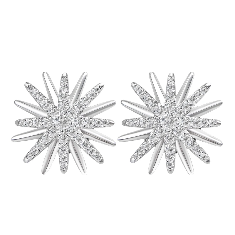 

19mm Sparkling Cubic Zirconia Starfish Stud Earrings Stylish Chic White Gold Plated Brass Star Earrings for Women Jewelry Gift