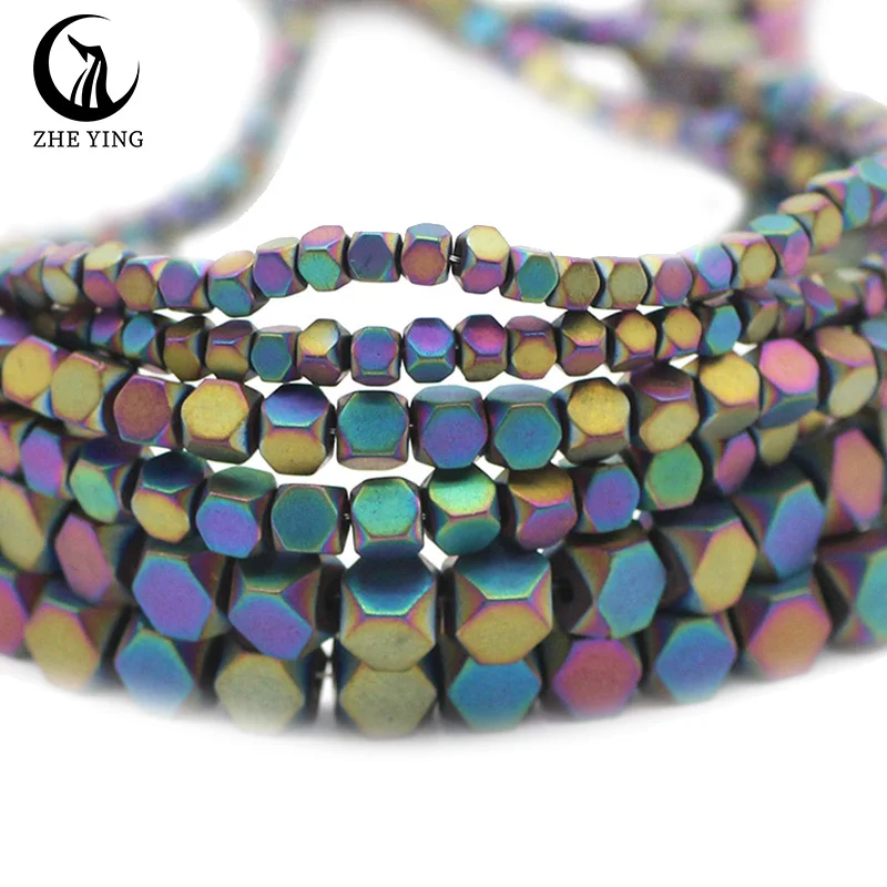 

Zhe Ying Wholesale 2*2mm Hematite Beads Fashion Cheap Beads Stone Jewelry Making Square Faceted Cube Stone Free Shipping