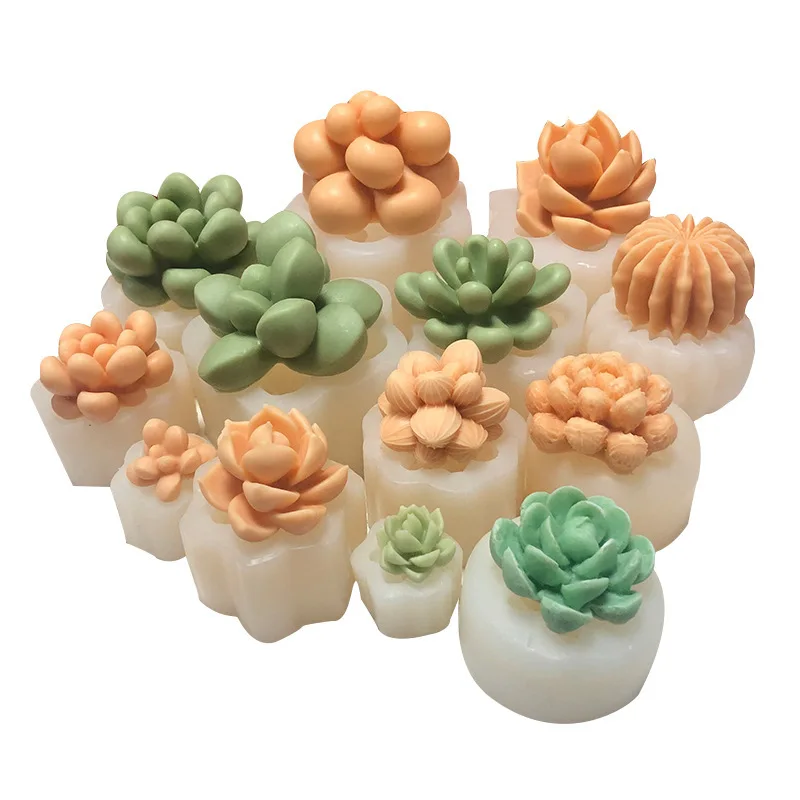 

DIY Succulent Cactus Scented Candle Molds Cute Simulation Plant Silicone Mold Flower Plaster Soap Aromatherapy Candle Making