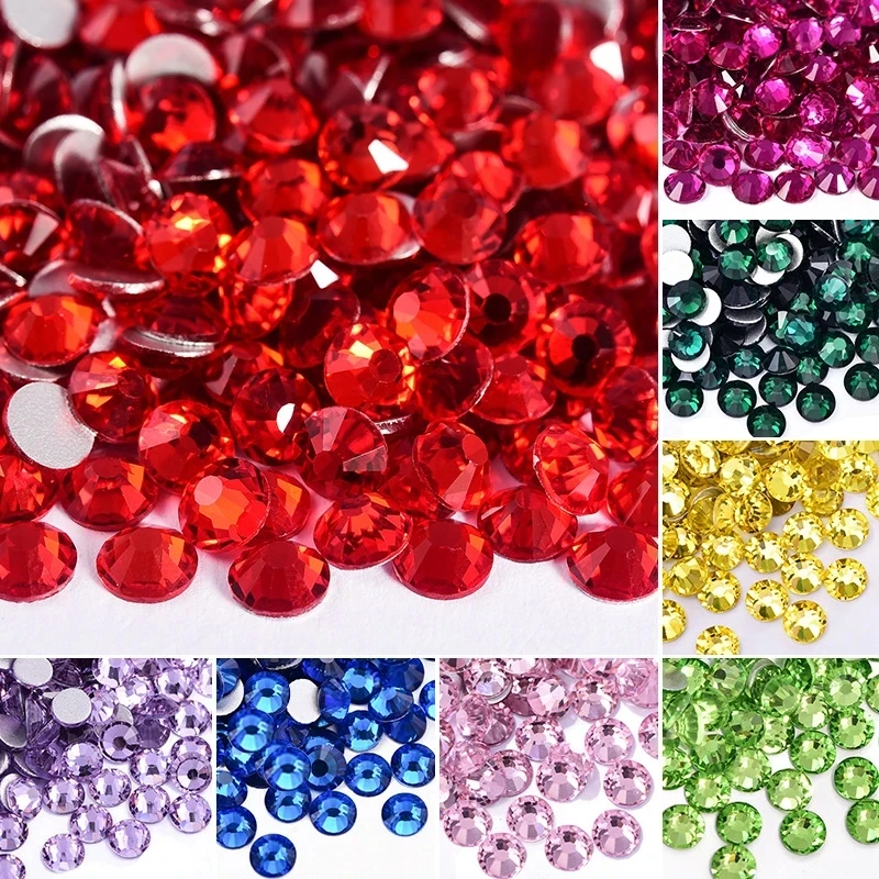 

All colors SS3~SS20 Size Rhinestone Top Quality Crystal Non Hotfix Rhinestone Super Bright Glass Strass DIY Nail Art Decorations