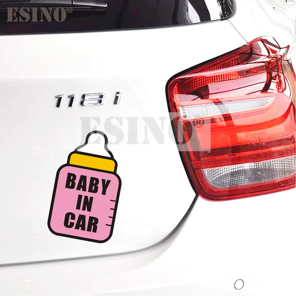 

Car Styling Funny Lovely Cartoon Feeding Bottle Baby In Car Decorative Whole Body Sticker Car Accessories Styling Decal Vinyl
