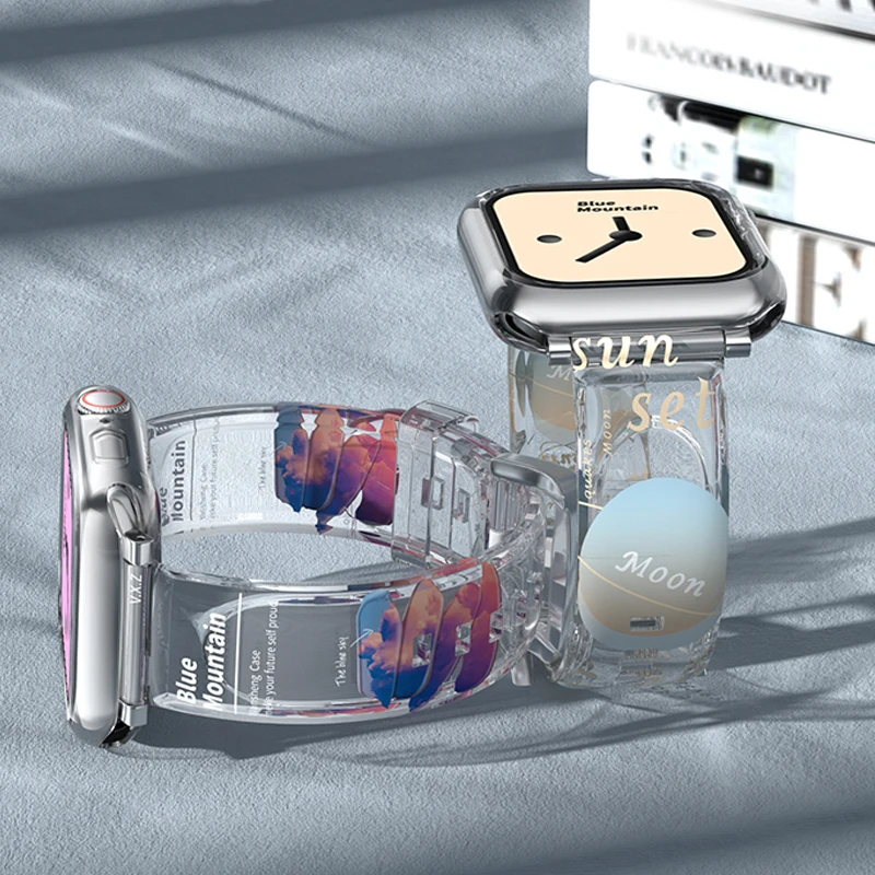 

Ремешок прозрачный для apple watch band 44 мм 45 мм 40 мм 41 мм, сменный Браслет для iWatch, correa apple watch Series 3 4 5 6 SE 7