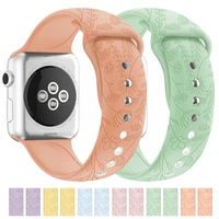 silicone strap for apple watch band 44mm 40mm 38mm 42mm 41mm 45mm sport printing smartwatch bracelet for iwatch series 7 6 5 se
