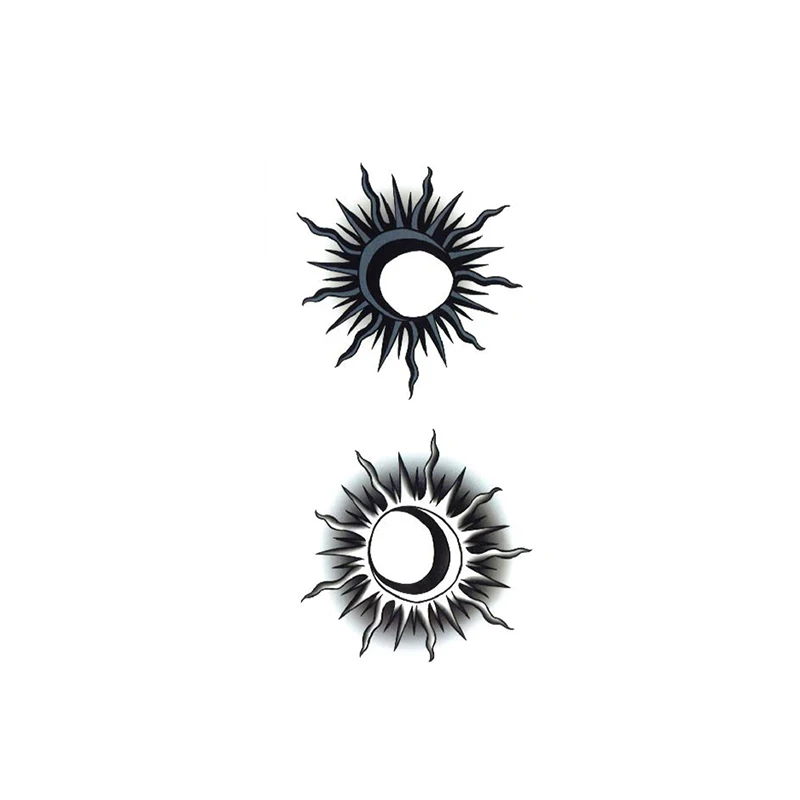 

Hot Sale Sun Moon Girls Temporary Tattoo Black White Design Waist Body Fake Tattoo Sticker Arm Neck Belly Waterproof for Women