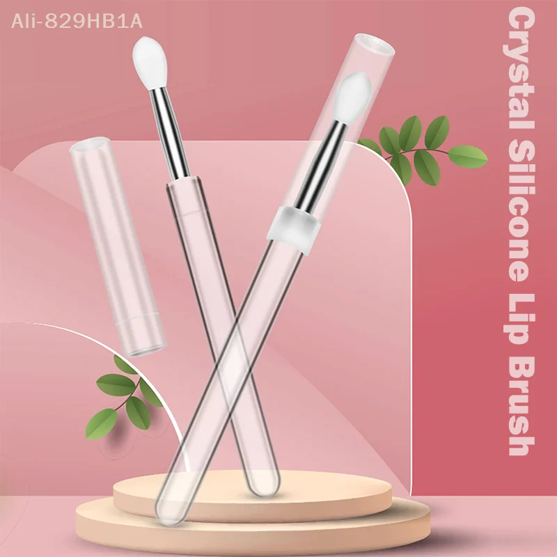 

1pc Portable Lip Gloss Applicator Multifunctional Silicone Lip Brushes with Dust Cap Makeup Lipstick Brushes Cosmetic Tool