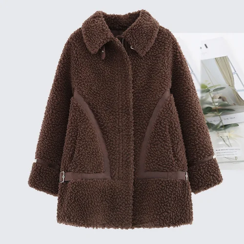 Winter Jacket Women 2022 Sheep Shearling Coat Female Warm Fur Coats Casual Wool Jackets Casacos Femininos Inverno Gxy224