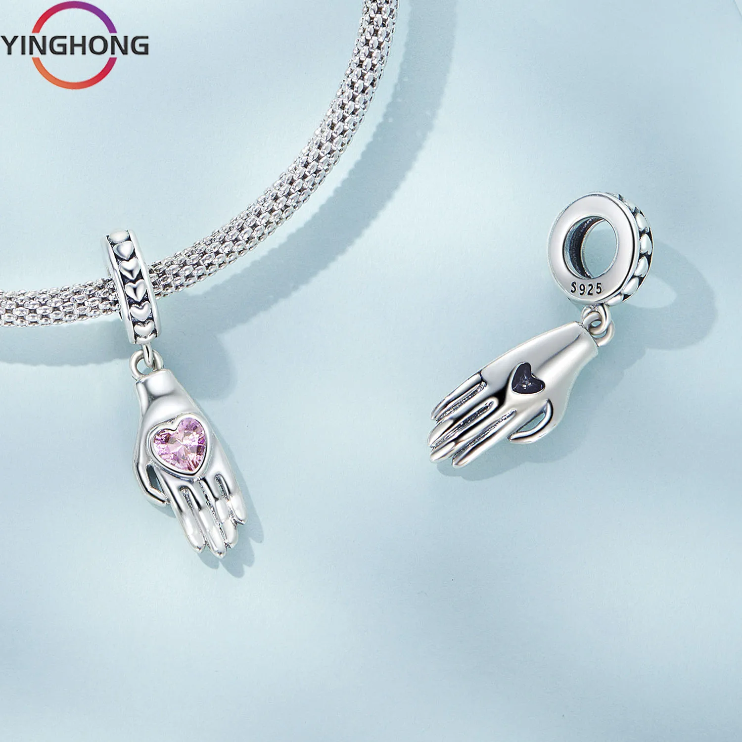 

Original Personality S925 Sterling Silver Palm Bead for Women Sweet Fashion Charm DIY Luxury Exquisite Jewelry Gift