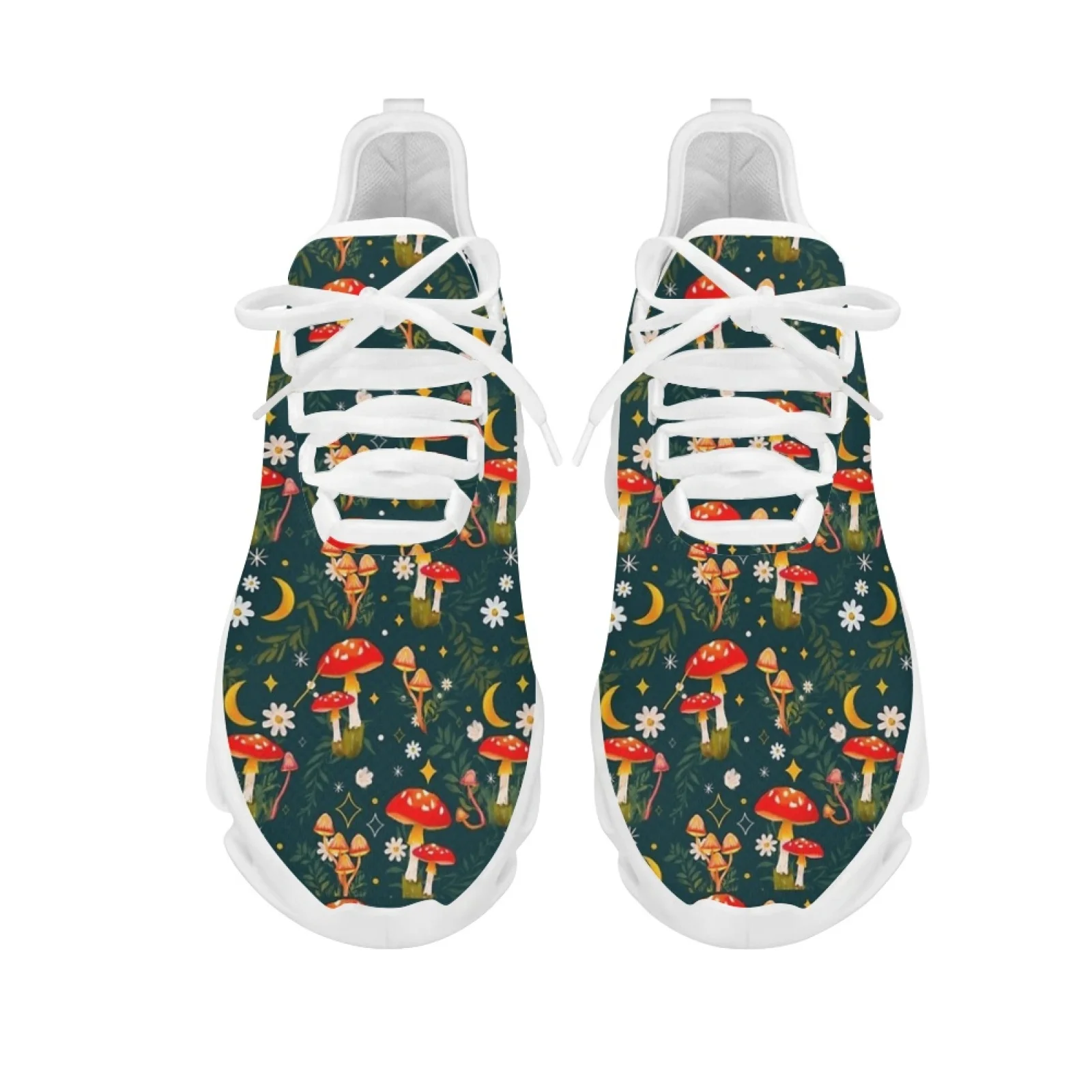 Belidome Mushroom and Moon for Womens Breathable Running Shoes Mesh Comfortable Walking Tennis Shoes Zapatillas Enfermeras