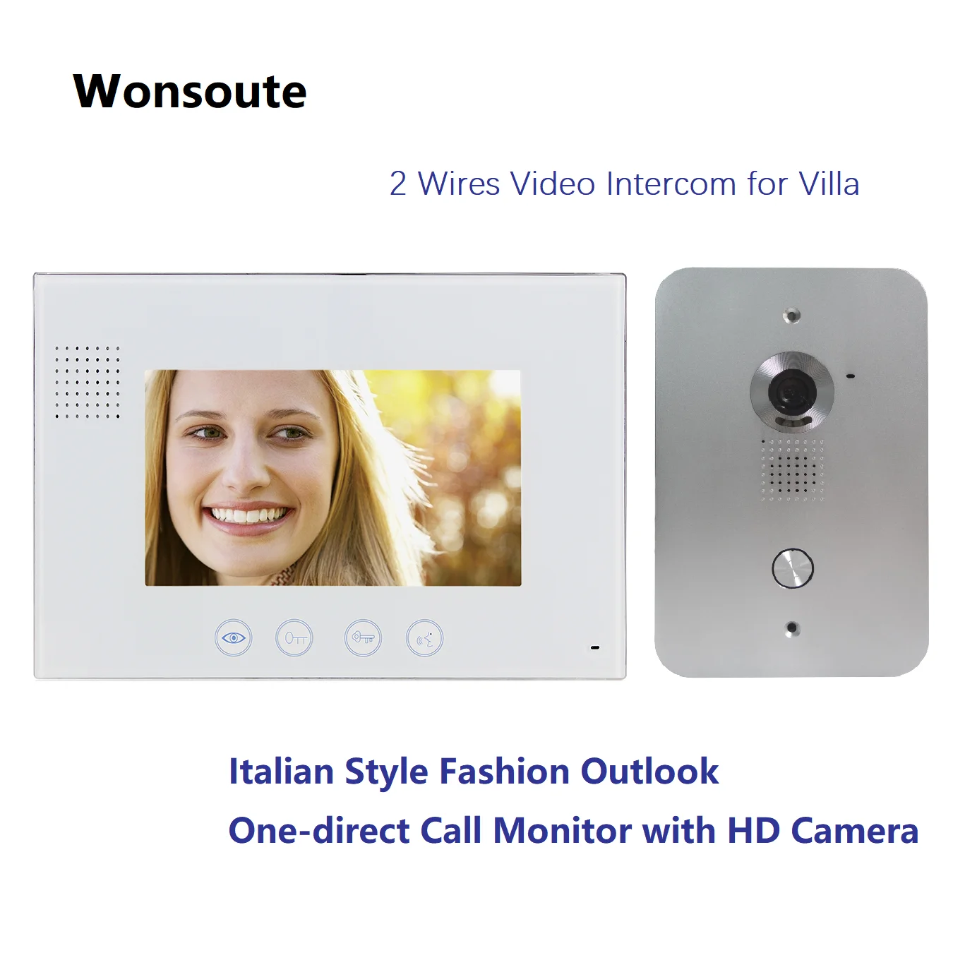 

7 Inch Wired Video Intercom 2 Wires Video Door Phone Kit for Home Apartment Villa One-button Direct Call Doorbell with HD Camera