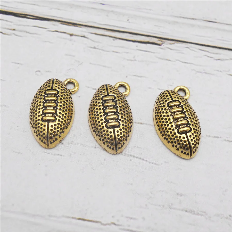 

Julie Wang 30PCS Rugby Ball Charms Antique Gold Color Alloy Pendant Necklace Bracelet Jewelry Making Accessory