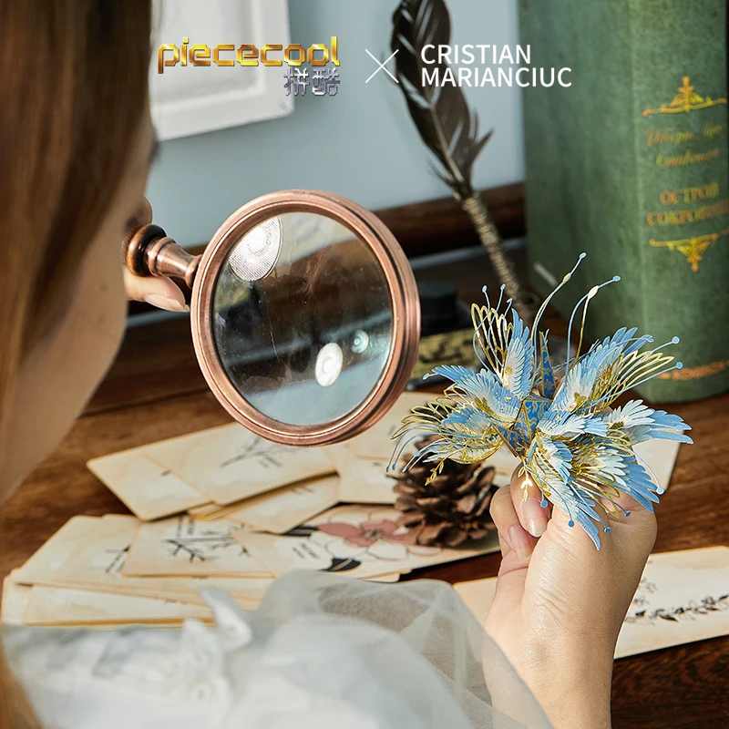 MMZ MODEL Piececool 3D Metal Puzzle Model AQUARIUS Feach Blossm Crane DIY Jigsaw Toy Birthday Gifts for Adults Kid |