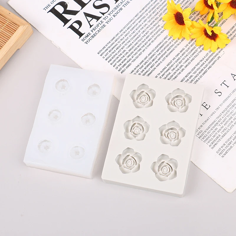 

Six-hole Small Flower Blossom Plum Blossom Rose Peony Flower Silicone Mold Fondant Cake Chocolate Birthday Cake Insert Mold