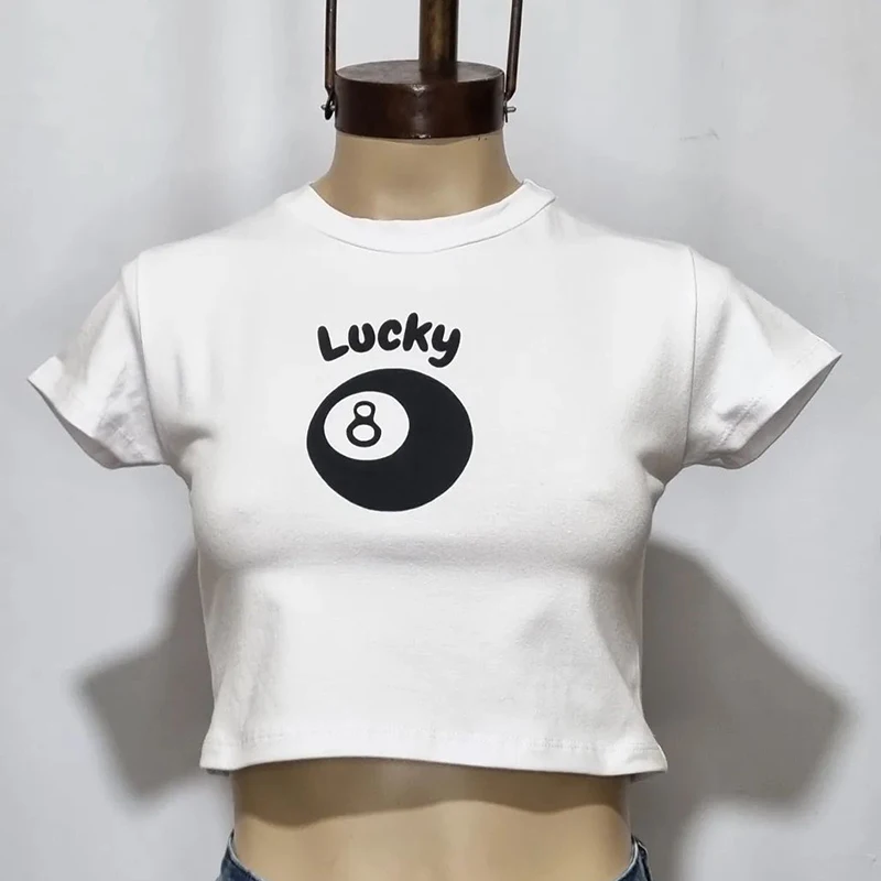 New Y2k Summer White Basic Goth Graphic Print Women Bodycon Crop Top Camis Sexy Girls Y2K Aesthetic Corset T-shirts Clothes