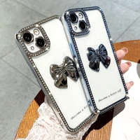 3d dutterfly diamond glitter case for iphone 13 12 11 pro max plating transparent soft silicon women girl female lady full cover