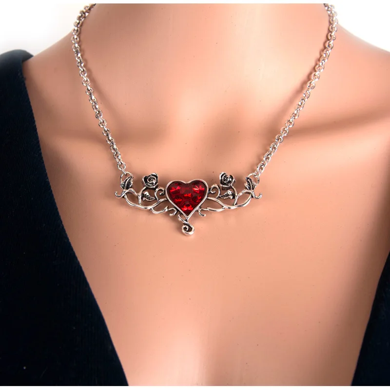 

Creative Drop Oil Red Love Heart Pendant Necklace For Women Romantic Rose Flower Clavicle Chain Choker Girls Party Jewelry Gifts