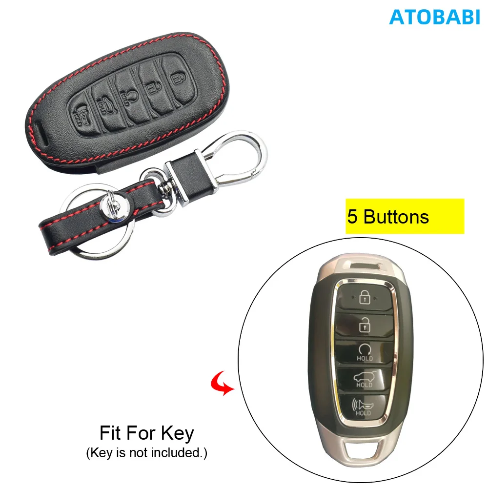 

Кожаный чехол ATOBABI для автомобильного ключа, брелок для Hyundai Verna SantaFe 2018 2019 2020 i30 Palisade Kona Azera Accent, умный чехол с дистанционным управлением