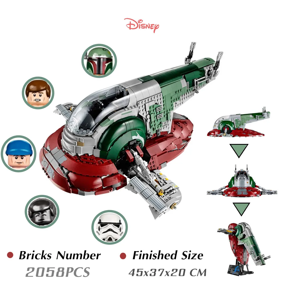 

Disney UCS Slave I NO.1 Stars Fighter Space Wars The Mandalorian Boba Fett FIT 75060 Building Block Bricks Boy Toy Kid Gift Diy