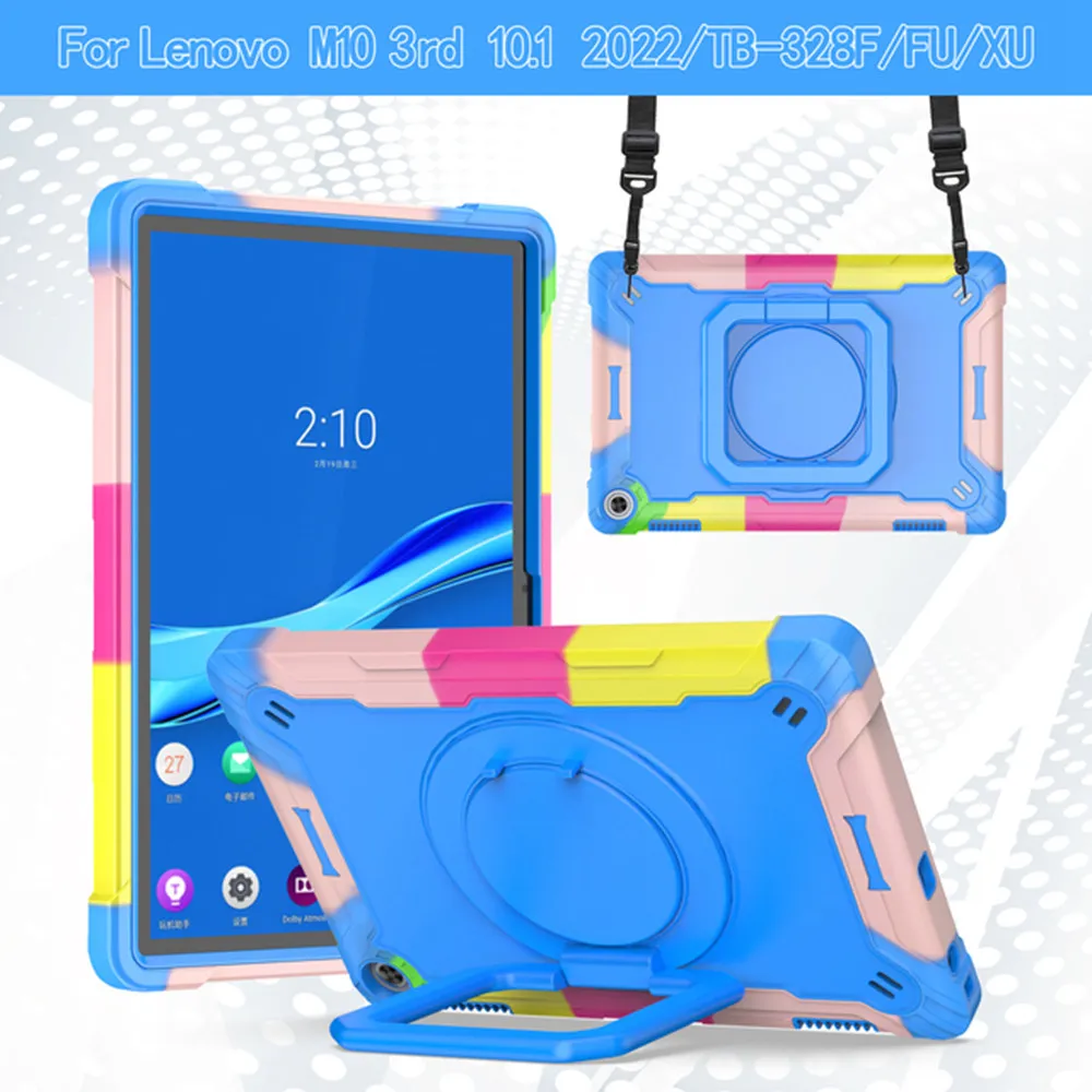 

Вращение на 360 градусов для Lenovo Tab M10 3rd Gen 10,1 TB-328FU TB-328XU 2022, чехол для планшета с ручным держателем, бронированный чехол