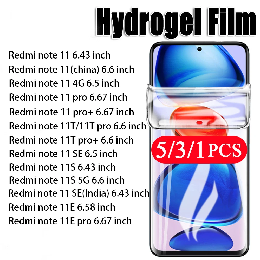 

Гидрогелевая пленка 3/2/1 шт., полное покрытие для Redmi 10, Note 11, 11T, 11E Pro Plus, 11Se, 11S, защита экрана телефона, не стекло