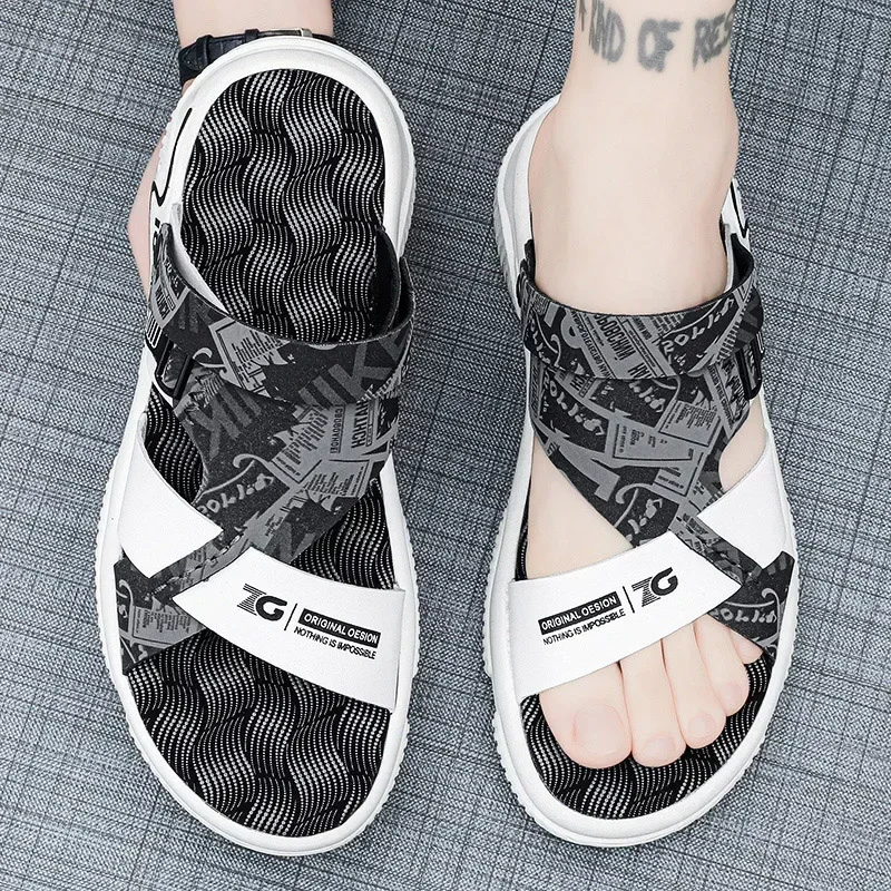 Мужские уличные Нескользящие пляжные сандалии повседневная обувь без шнуровки