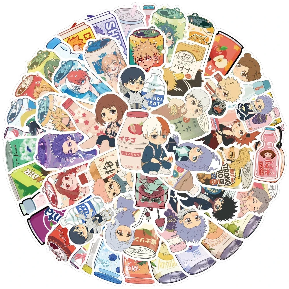 103050pcs cute mix anime drinks cartoon stickers demon slayer genshin impact phone guitar luggage bike graffiti sticker toys free global shipping
