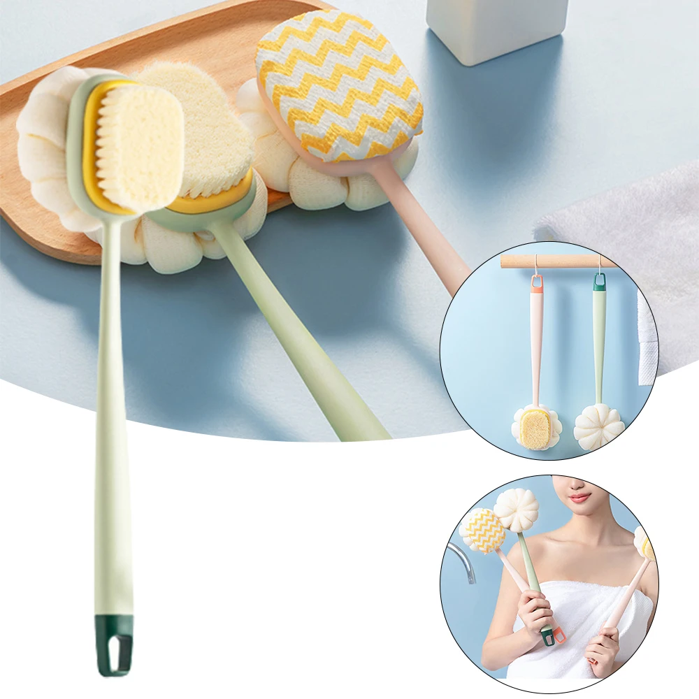 

New Soft Exfoliating Massage Scrubber Double-side Shower Brush With Long Handle Body Cleaning Tool Shower Accessories Bath Brush