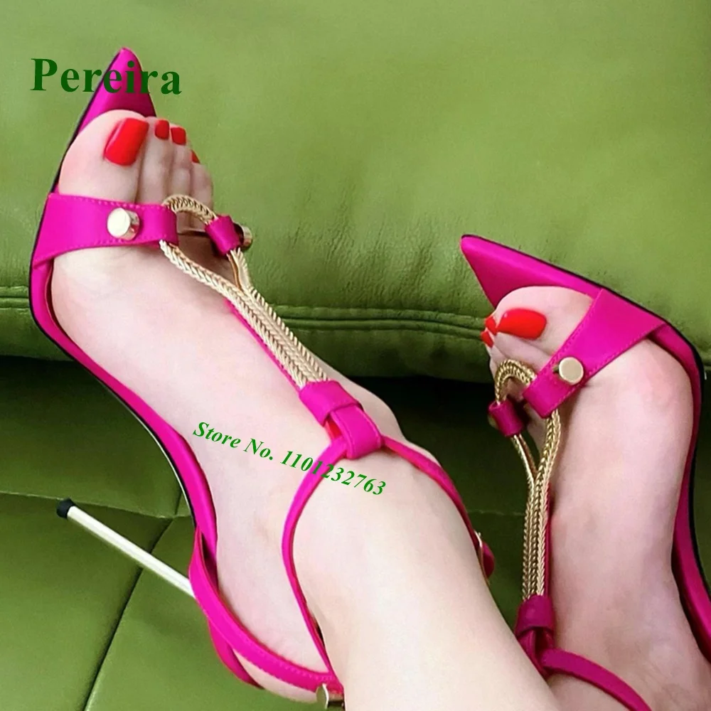 

Metal Decor Buckle Sandals Pointed Toe Ankle Strap Metal Heels Women's Sandals 2022 New Slingback Weave Sexy Cut Out Party Shoes