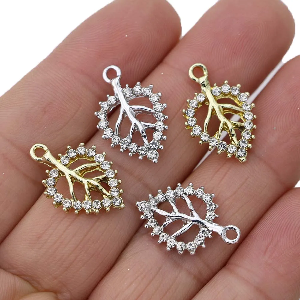 

5Pcs Silver Plated Crystal Leaf Charms Pendant for Jewelry Making Bracelet Earrings Necklace Accessories DIY Findings