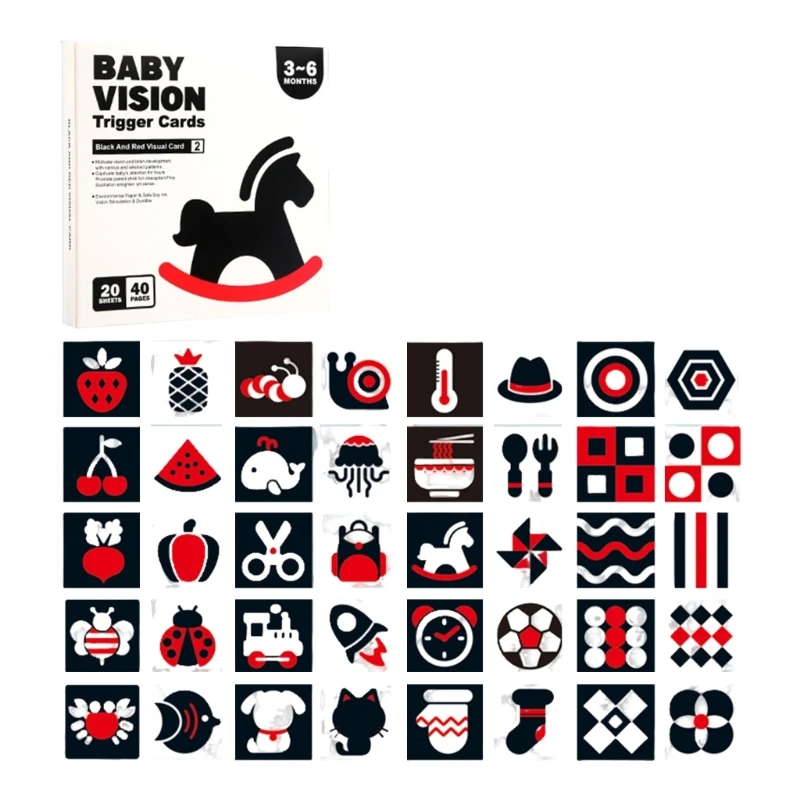 

High Contrast Baby Flashcard Black White Visual Baby Visual Stimulation Card